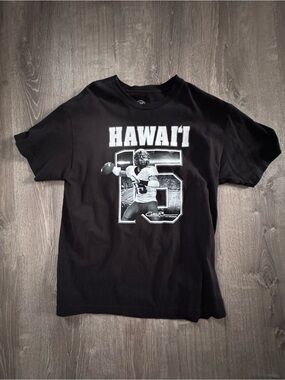 Black Hawaii Colt Brennan Football T-Shirt